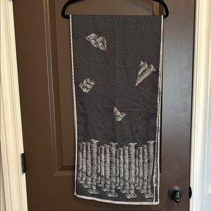 Albert Nipon Grey and silver Silk Scarf  15 X 63